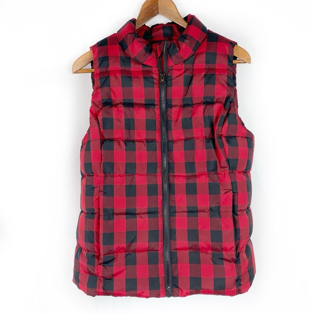Ruff Hewn Buffalo Plaid Puffer Vest Red & Black